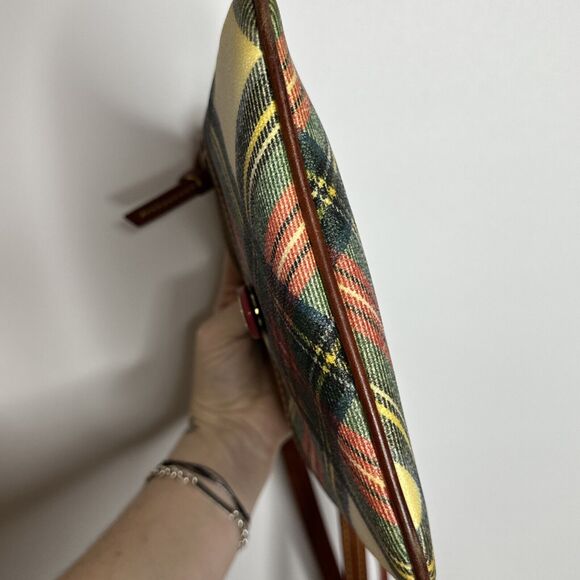 DOONEY & BOURKE Leather Letter Carrier Bag Tartan Print Crossbody Preppy y2k - Picture 14 of 16